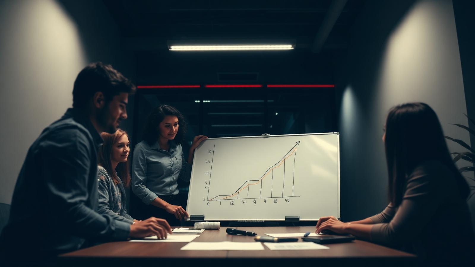 Business owner reviewing growth plans and financial charts at a desk